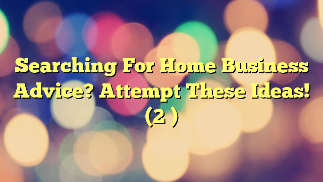 Searching For Home Business Advice? Attempt These Ideas! (2 )